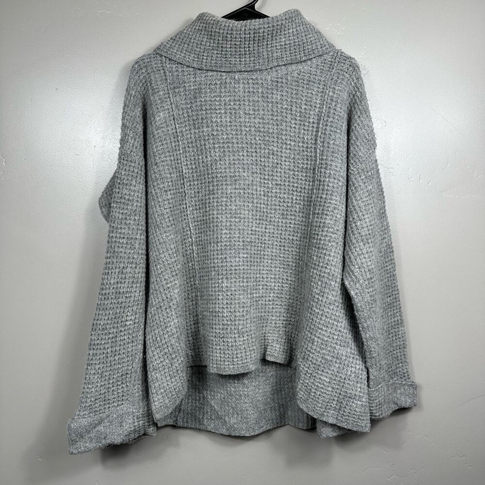 Free People Sidewinder 100% Wool Sweater Oversized Cowl Neck Grey Size Small